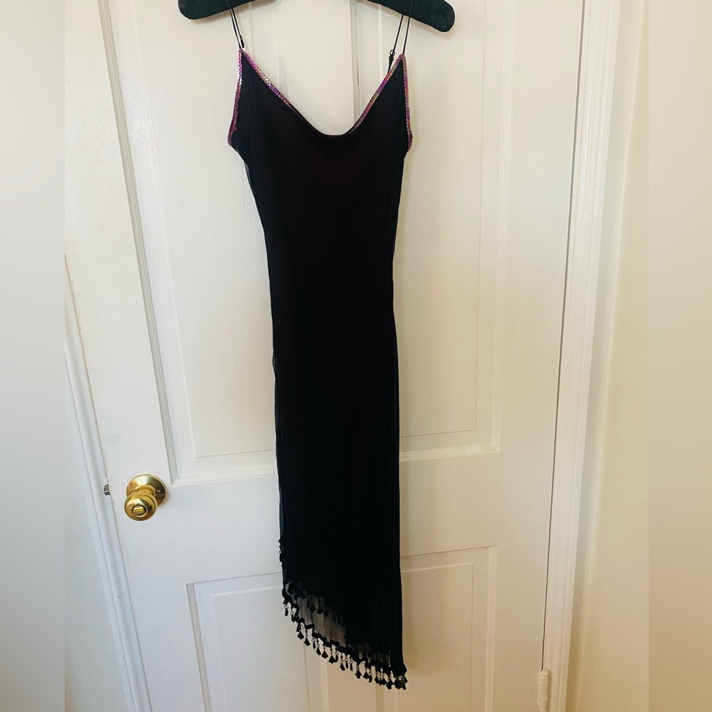 🚨 SOLD - Betsey Johnson Vintage Silk Slip Dress with Sheer Beaded Overlay